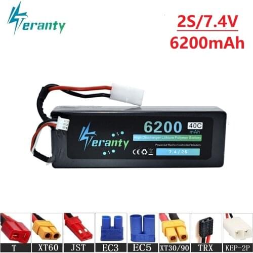 Upgrade Power 7.4v 6200mAh Lipo Battery For RC Drone Helicopter Car Boat Quadcopter Spare Parts 2s 40C 7.4v Lithium battery