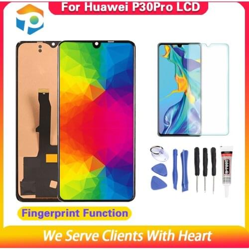 Ori 6.47" Display For Hua wei P30 Pro LCD Touch Screen Digitizer Assembly No frame Replacement With Fingerprint Function