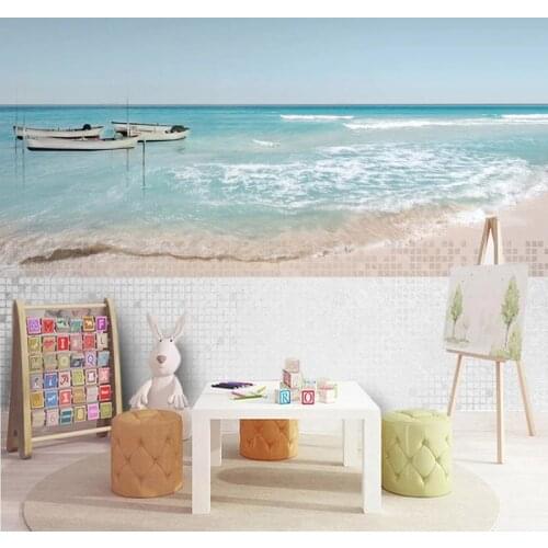 Custom 3D Wall Mural Modern Seaside Landscape Photo Wallpaper Living Room TV Sofa Bedroom Home Decor Papel De Parede Sala 3 D