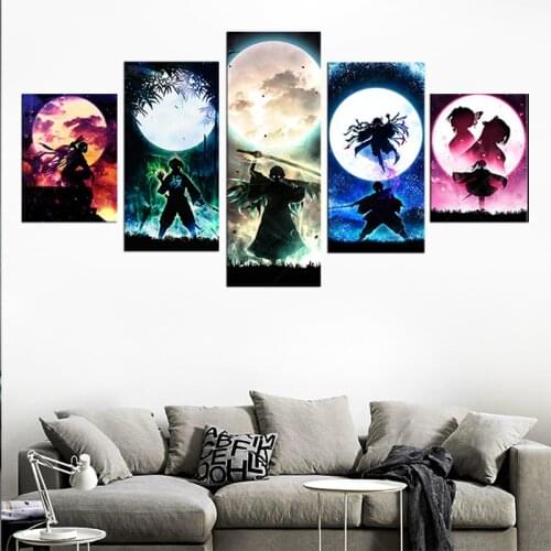 5pcs Rengoku Kyoujurou Kimetsu No Yaiba Anime Poster Demon Slayer Poster Wall Decoration Paintings Canvas Wall Art Paintings