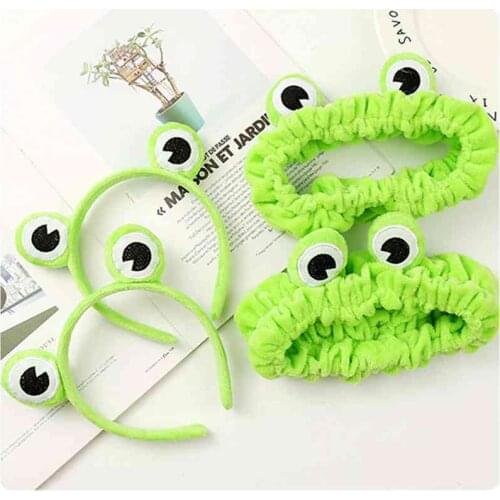 Funny Frog Makeup Headband Wide Elastic Hairband Cute Cartoon Girls Hair Band Hoop Wash Face Women Hair Accessories