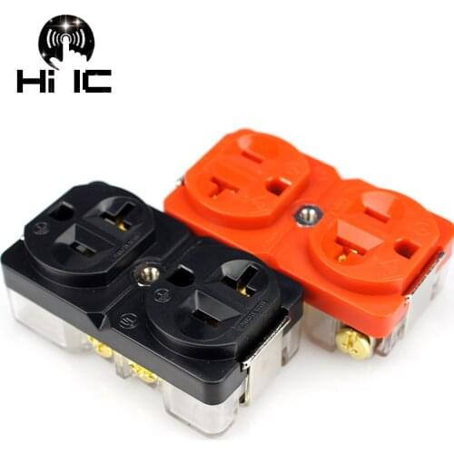 Power Socket HIFI Audio US Dual Mains 20A AC Power Connector Power Receptacle Socket Red copper Outlet Panel Wall Plate Socket