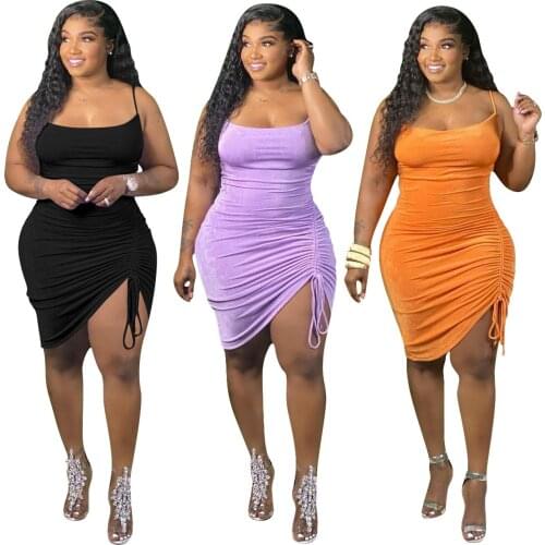 Plus Size Woman Sling Dress Multicolor Sling Unilateral Pleated Fashion Dress Bag Hip 4XL Sexy dress