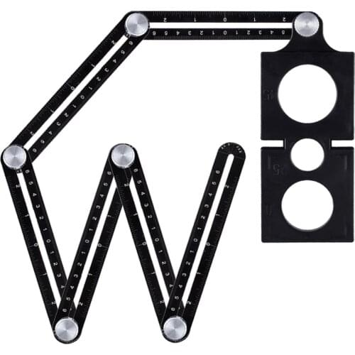 6 Folding Locator Adjustabel Ruler Irregular Alloy Angle Ruler Angular TemPlate Measuring Drill Guide Tile Hole Opener