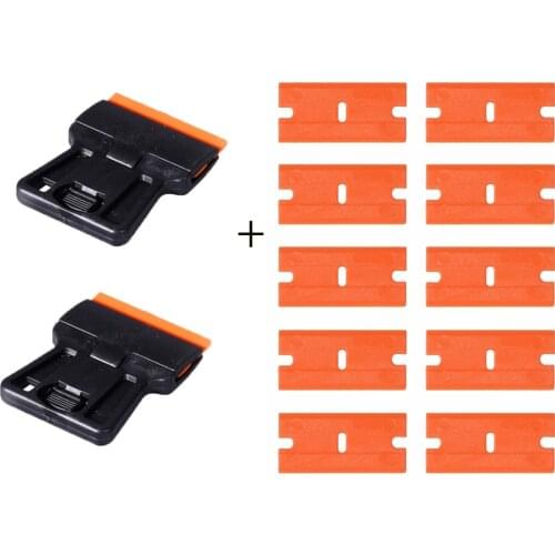 FOSHIO 2PCS Razor Scraper+10pcs Spare Blade Window Tint Sticker Glass Oven Cleaning Tool Glue Remover Vinyl Wrapping Accessories
