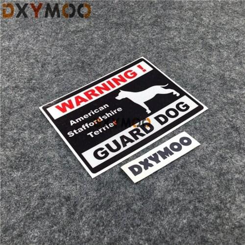 Reflective Car Window Stickers WARNING American Staffordshire Terrier GUARD DOG Inside Home Decoration Sticker Decals 15x11.5cm