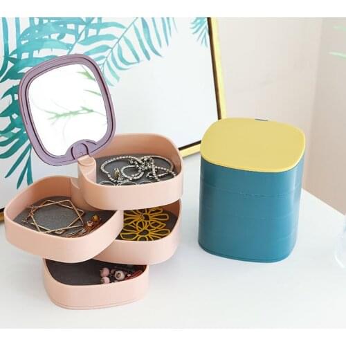 Rotating Jewelry Box Creative Ring Earrings Necklace Storage Desktop Accessories Multilayer Portable Jewelry Rack
