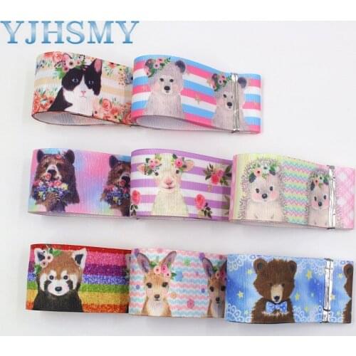 YJHSMY,I-19906-2077,38mm 10yards Cartoon Thermal transfer Printed grosgrain Ribbons,bow cap DIY handmade accessories decorations