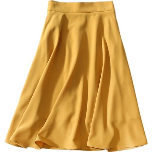 Women Skirt Spring and Summer New Style Drape Silky Anti-wrinkle Mid-length High Waist A Word Big Skirt Skirt Skirt Skirt Women