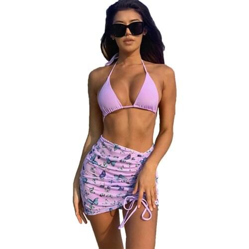 QINJOYER Women Bathing Suits 3 Pieces Bikini Set Thong Micro Swimsuit Women String Brazilian Bikini Women Swimwear Beach