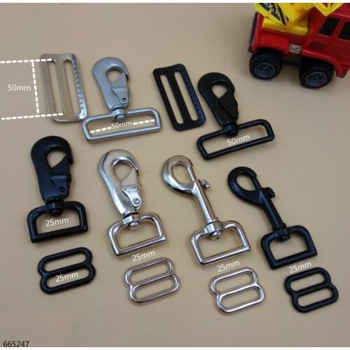 1" 2" For 25mm 50mm Width Webbing Metal Swivel Clips 5pcs Snap Hook+5Pcs D Rings Trigger Style DIY Luggage Bag Belt Accessories