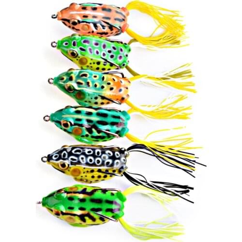 1 Pcs Frog Lure Soft Tube Bait Plastic Fishing Lure with Fishing Hooks Topwater Ray Frog Artificial 3D Eyes 6cm 14G Fishing Bait
