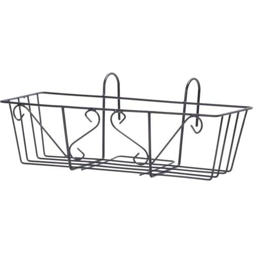 1pc Iron Plant Stand Hanging Planter Pot Flowerpot Planter Wall Mounted Square Flower Rack Iron Metal Stand (Black)