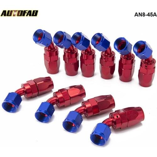 10pcs /set 45 Degree AN8 Hose End Fitting Aluminum oil cooler hose fitting Oil Fuel Hose End AN8-45A