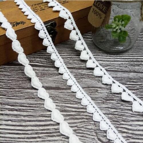 15yards/lot Lovely Heart Shape Lace Trims Garment Cotton Water Soluble Lace Trimming Scrapbooking DIY Sewing Accessories
