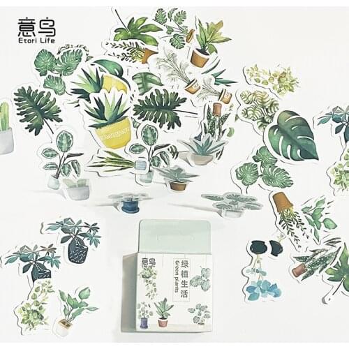 45 Pcs/pack Green Potted Plant Decorative Washi Stickers Scrapbooking Stick Label Diary Stationery Album Stickers