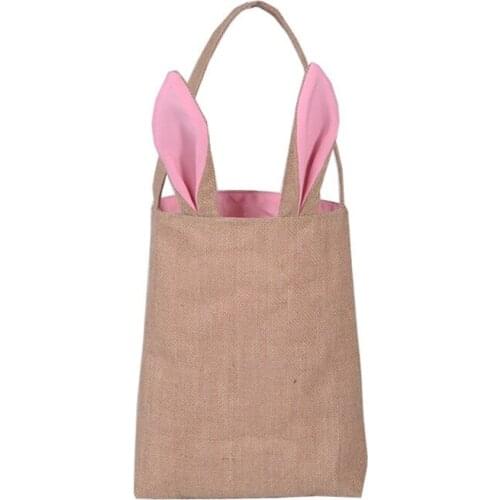 50pcs New Easter Egg Bag Rabbit Bunny Ear Shopping Tote kids children Jute Cloth gift Bag handbag Festive Supplies