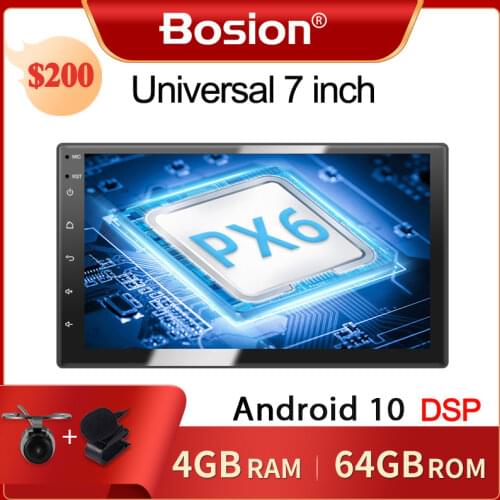 7" Android 10.0 2 DIN Autoradio GPS Navigation Bluetooth Car Stereo Player 1024*600 Touch Screen with USB WIFI USB SD PX6 4G 64G