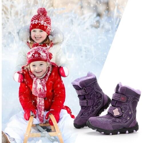 Cotton Boots Winter Cotton Thickening Warm Shoes Childrens Casual Shoes Girls Plus Velvet Warm Waterproof Non-slip Ankle Boots