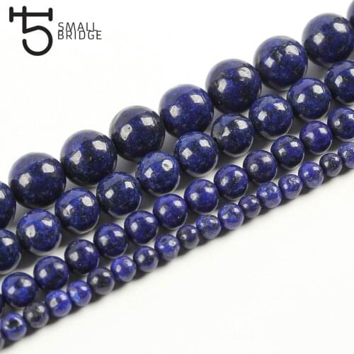6 8 10 MM Natural Blue Lapis Lazuli Beads For Making Jewelry Bracelet Diy Accessories Smooth Round Stone Strand Beads S104
