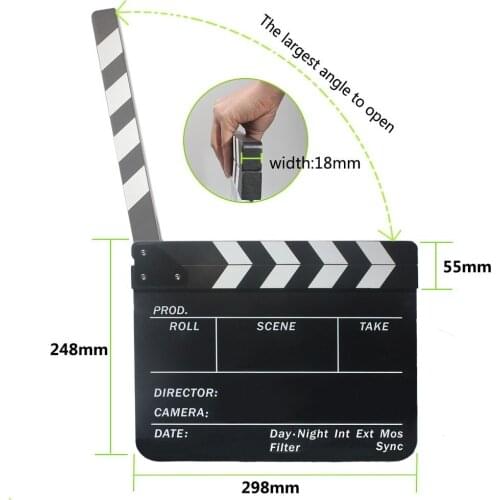Big size Clapperboard Clapper Board Acrylic Dry Erase Director TV Movie Film Action Slate Clap Handmade Cut Prop Magnets