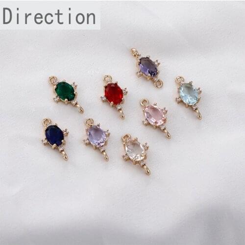 Color preserving 18K gold inlaid diamond water drop shape zircon crystal double rings pendant DIY jewelry earrings accessories