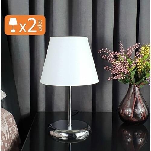 Bysay Sun Dual Metal Floor Standing Lamp Shade Table Lamp Large Chrome White