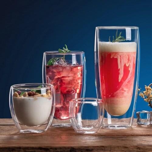 Double-layer Explosion-proof Glass Water Cup High Borosilicate Glass Double-layer Insulation Glass Water Cup Double-layer Glass