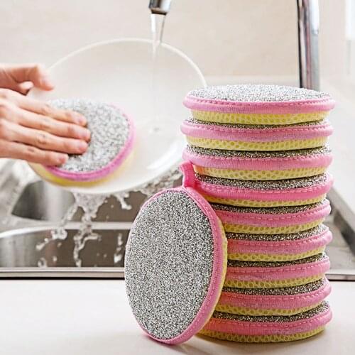 5pcs Double sided dishwashing sponge wipe household kitchen oil free decontamination cloth cleaning dishwashing magic wipe