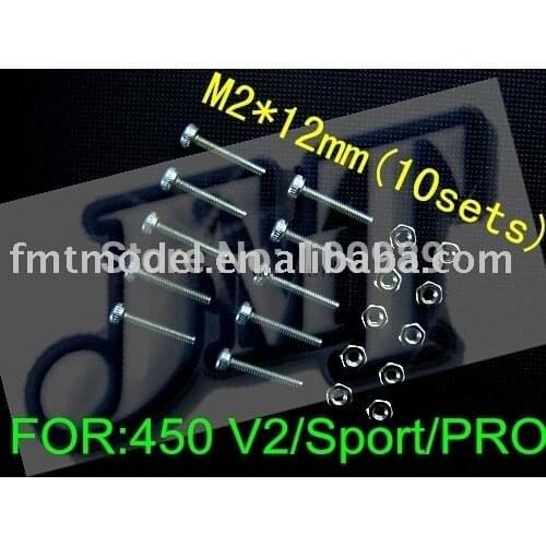 F01518 M2*12mm Main Shaft Screws & Nuts M2 12MM for Trex Align T-rex 450 V2 Sport Pro RC Helicopters +FS