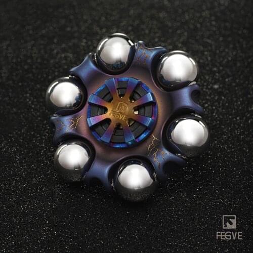 FEGVE Titanium alloy Roasted blue Lightning pattern Spinner Fidget Toys Hand Spinner Metal Fidget Spinner and Adults Toys FG40