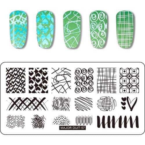 WAKEFULNESS Geometry Nail Stamping Plates Rectangle Stainless Steel Lines Arrow Nail Art Image Template Manicure Stamp Tools