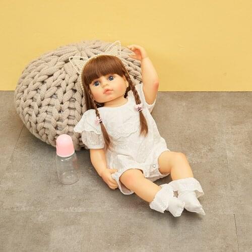 Hoomai 22 Inch Long hair Reborn Baby Girl Doll 55 cm Silicone Full Body Vinyl Beautiful Alive Toy Baby Dolls For Kids Gifts