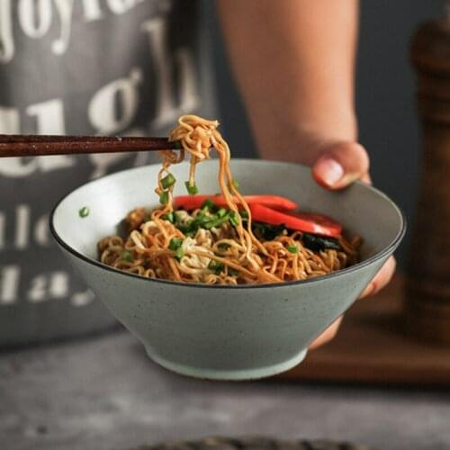 Stoneware tableware retro-made hat bowl Stoneware ramen bowl fruit salad bowl Western pasta bowl large soup bowl