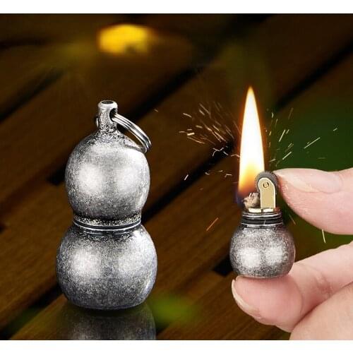 Mini Gourd Grinding Wheel Kerosene Lighter Creative Small Gourd Lighter Smoking Accessories for Weed Exquisite Gift for Men