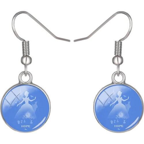 Disney Princess Classic Animation Character Art Earrings Handmade Glass Cabochon Fish Hook Earrings Ladies Gift Jewelry