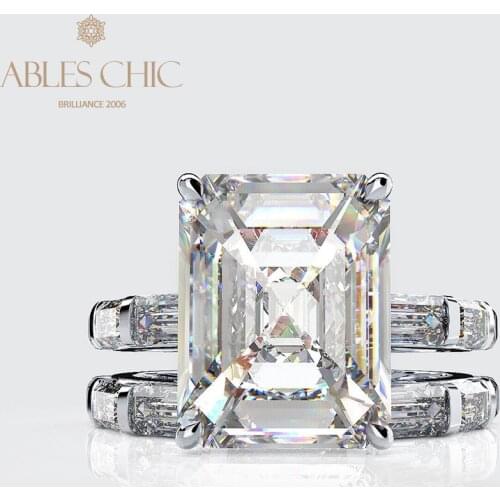 Solitaire Emerald Lab Gemstone Danburite Statement Ring Set 925 Silver 5A Zircon Bridal Wedding Band Cocktail Rings S2R1S2R0379