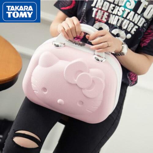 TAKARA TOMY Cute Cartoon Hello Kitty Suitcase Simple Travel Boarding Luggage Portable Daily Necessities Storage Box