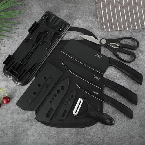 Stainless Steel Kitchen Knives Set Black Knife Japan Knife Set Kitchen Chopping Board Knife Holder Set Peeler Scissors Tools