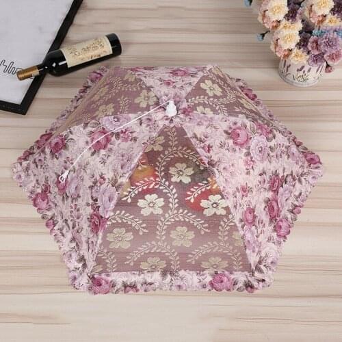 Table Food Cover Dish Cover Dust Cover Folding Hexagonal Steel Wire Meal Cover Pattern