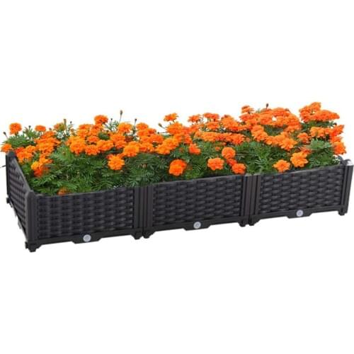 Single Row Garden Outdoor DIY Plastic Large Planter Box Vegetable Flowers Succulents Black HP020-6/12/13/14/15