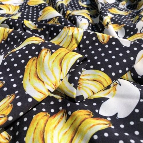 Custom banana printed polyester fabric 145 cm width shirt dress handmade diy fabric Ultra low wholesale price alibaba express