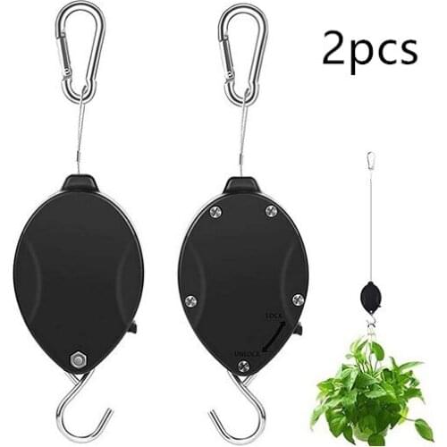 7.87inch 2pcs Adjustable Telescopic Retractable Pulley Pull Down Hanger Garden Baskets Plant Pots Hanging Basin Telescopic Hook