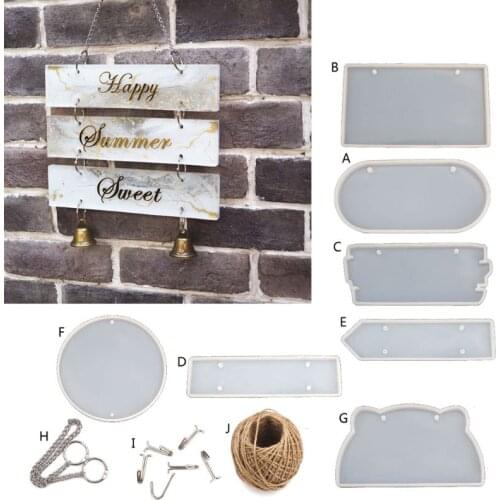 Handmade Clear Silicone Indicator Signs Welcomes Card Epoxy Resin Mold DIY Door Number Plate Resin Mold Art Crafts Tools