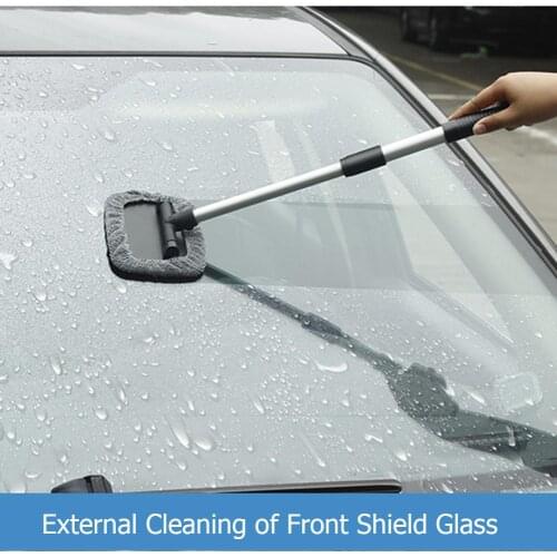 Microfiber Car Window Cleaner Cleaning Brush Reusable Cleaning Head Rotate 180 Degrees Telescopic Auto Windshield Wiper