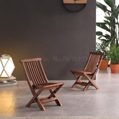 Folding creative living room lounge chair black walnut wood solid wood children chair outdoor garden