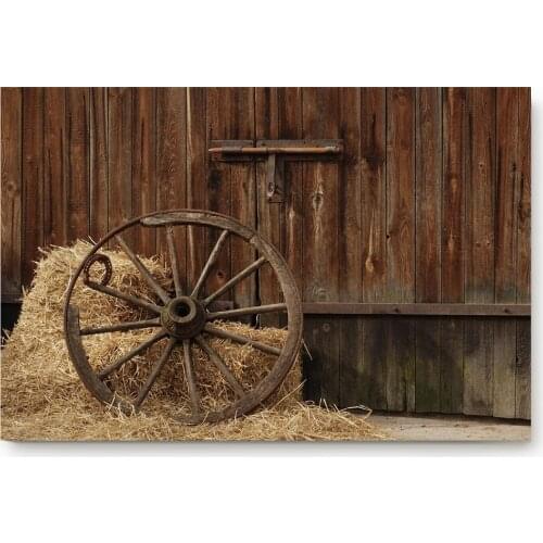 Old Antique Cart Wheels From Hay And Barn Background Indoor Bathroom Decor Doormats