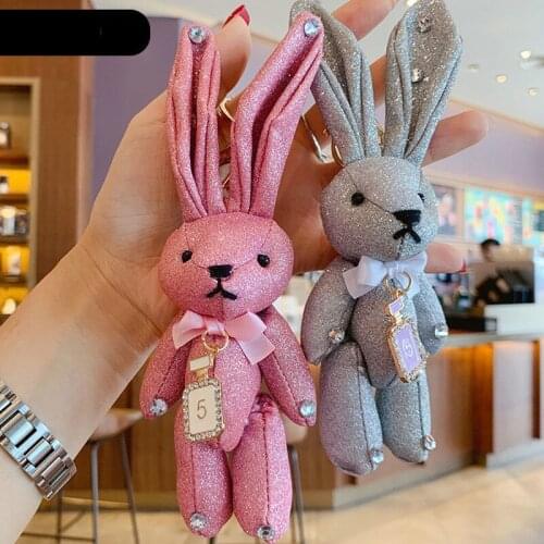 Cute cartoon matte cloth wish rabbit key fob creative small gift bag hanging phone case accessories