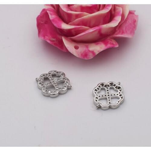 High-grade microscope zircon Diy hand-string materials Four Leaf Clover buckle fashion long sweater chain link clasp 2pc/lot