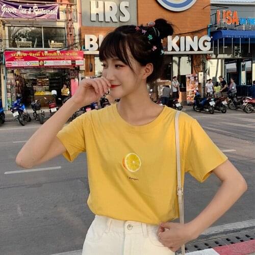 S-3XL Graphic Women T Shirt Fruit Print Summer Fashion Short Sleeve Tops Casual Cute Elastic Tee Shirts Funny Korean Style